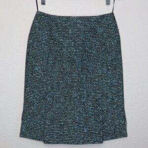 Balenciaga* Women's Rigid Lining Open Bottom Slit Blue Tweed Mini Skirt~ Size 36